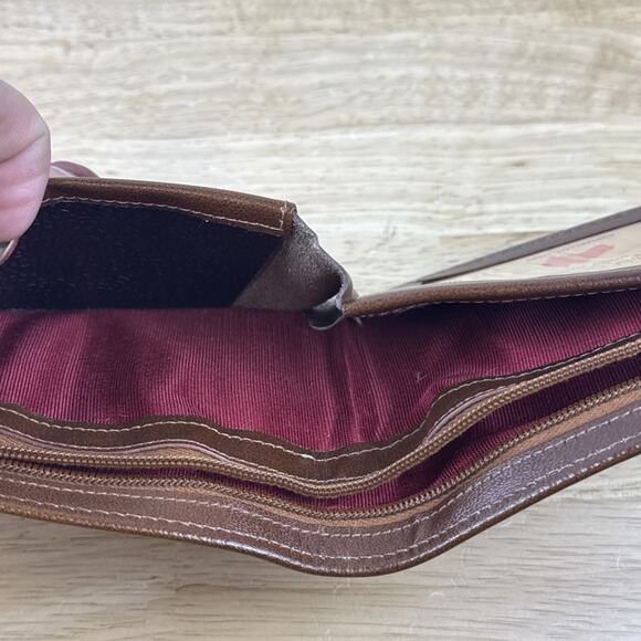 Vintage Brown Leather BiFold Wallet Australia Kangaroo Fur Starlite Products - Picture 7 of 13